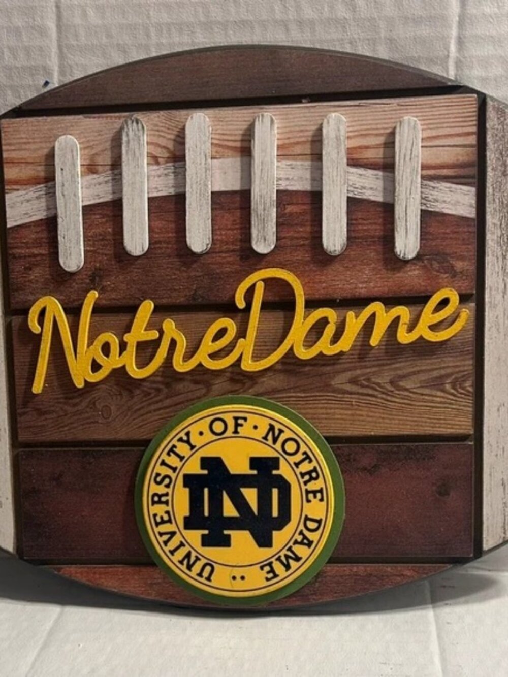 Notre Dame College Football Wood Decor Sign “3D” Hang on Door or Wall or Mancave